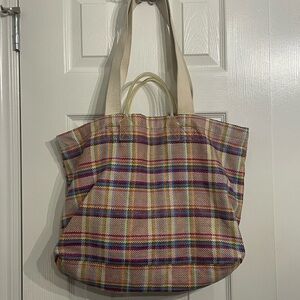 Madewell The Medium Beach Tote Bag Multicolor Plaid